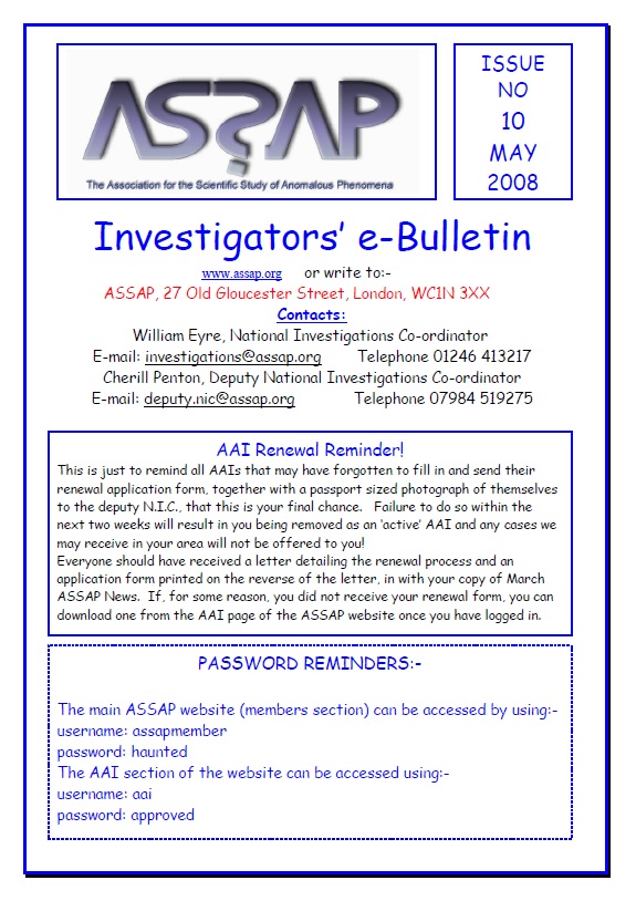 ASSAP Investigators Bulletin Issue 10