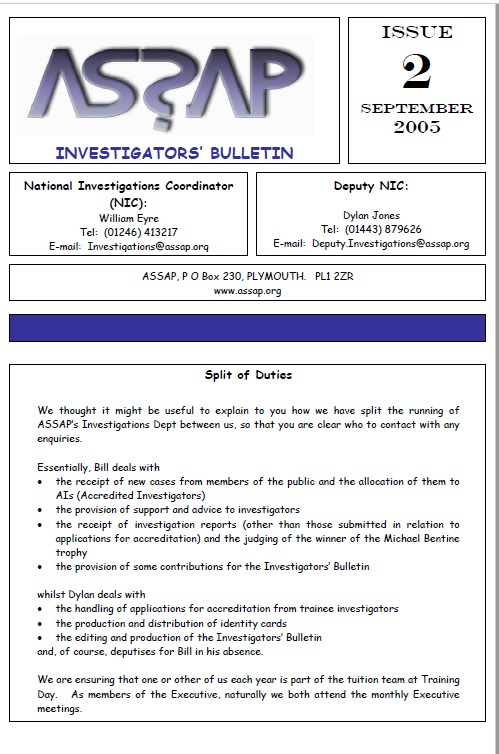 ASSAP Investigators Bulletin Issue 2