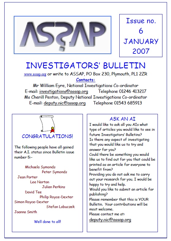 ASSAP Investigators Bulletin Issue 6